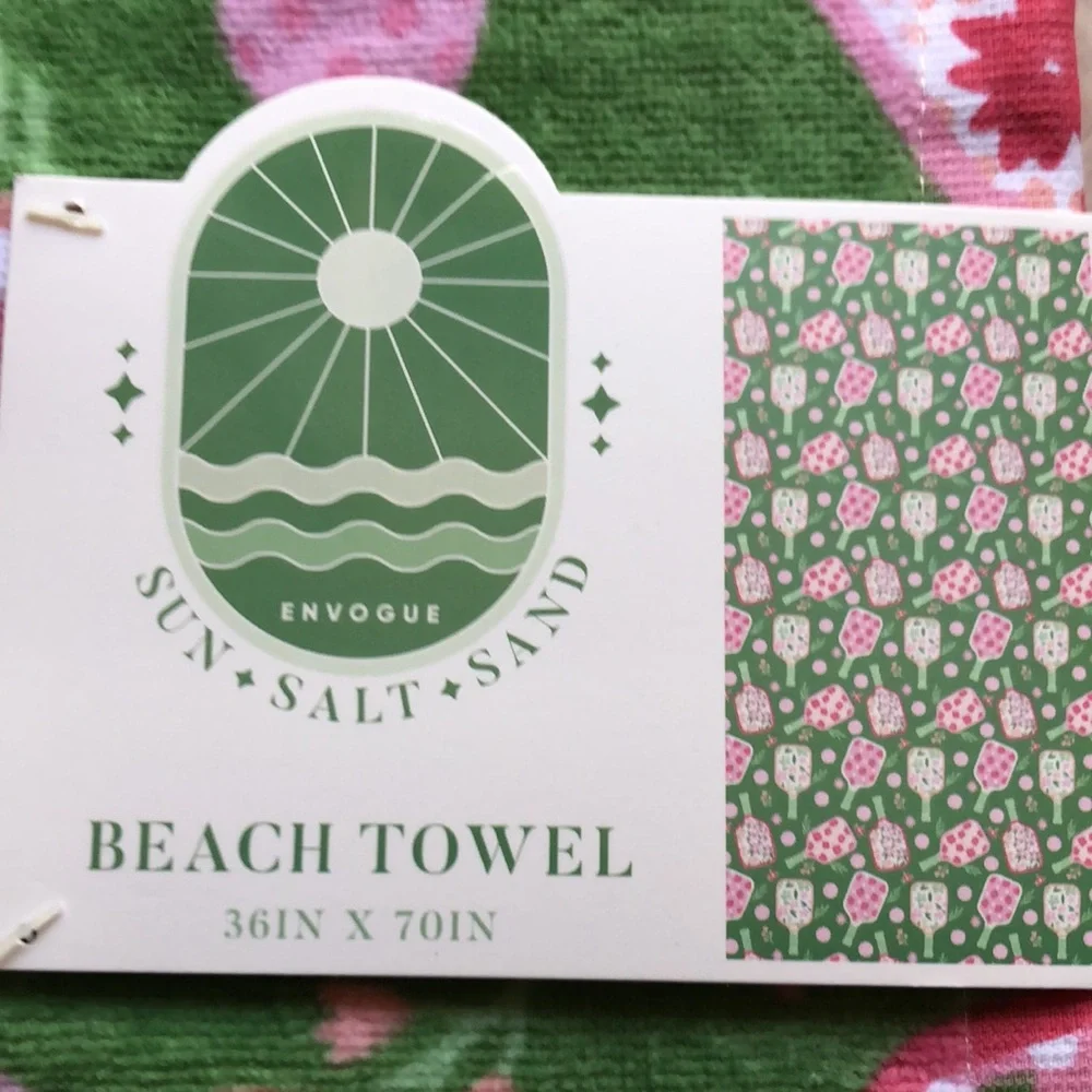 Envogue Green and Pink PICKLEBALL Beach Towel